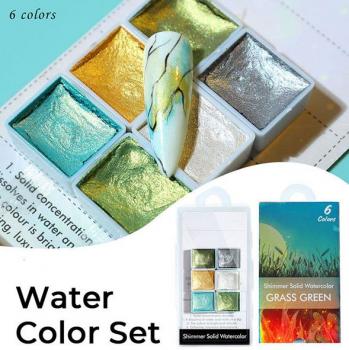 Water Color Set  mit 6 Glimmer Color Grass Green